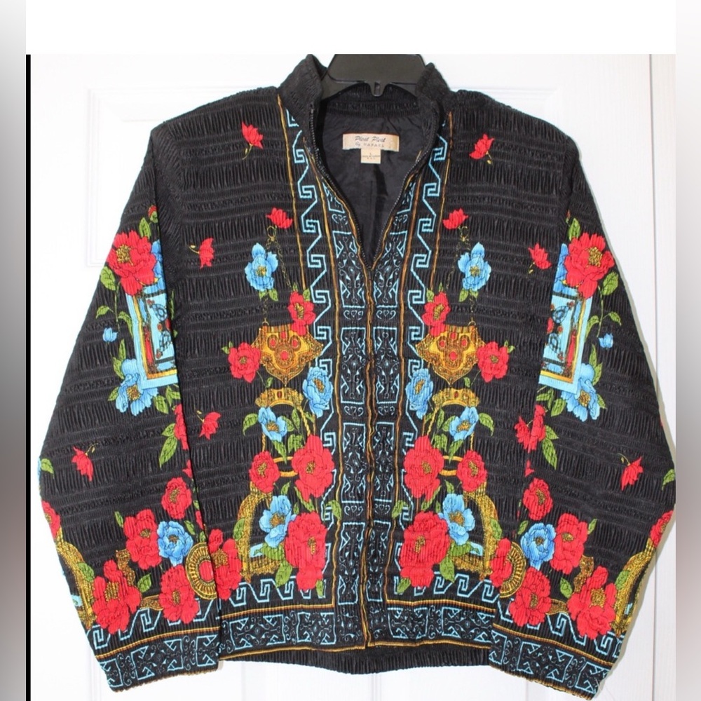 Pleat Pleat by Rafael | Vintage Style Retro Floral Jacket - Picture 2 of 7